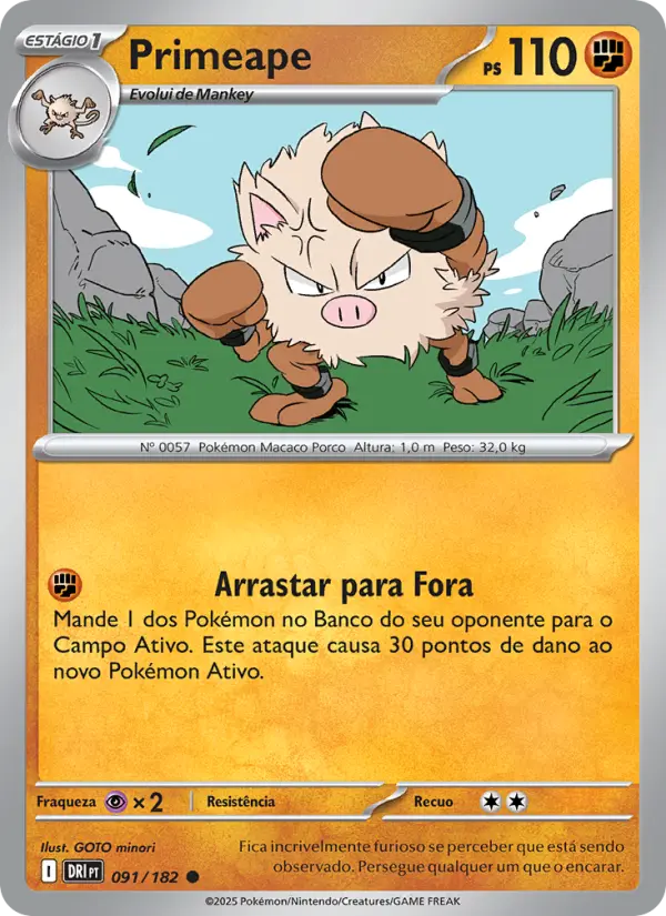 Carta Primeape, número 091/182 da coleção Rivais Predestinados