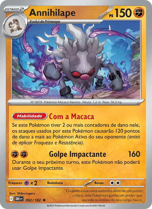 Carta Annihilape, número 092/182 da coleção Rivais Predestinados