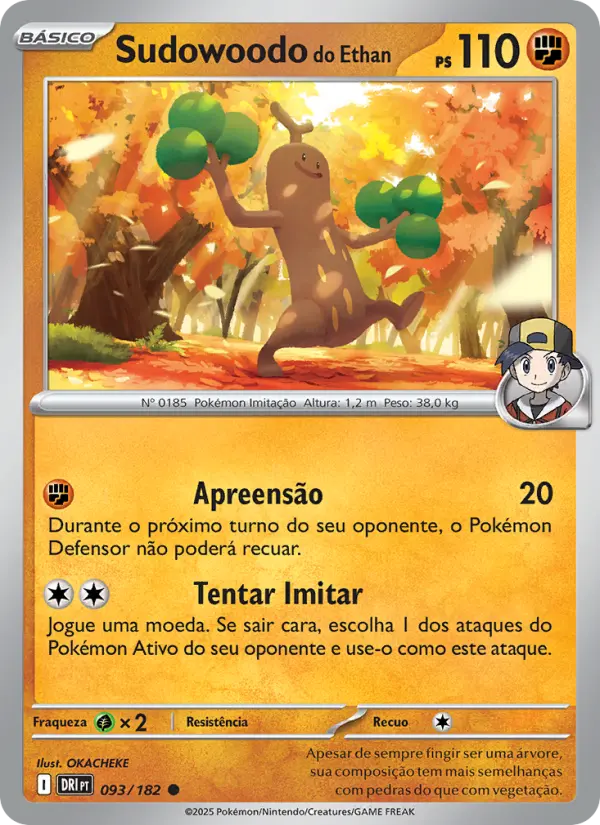 Carta Sudowoodo do Ethan, número 093/182 da coleção Rivais Predestinados