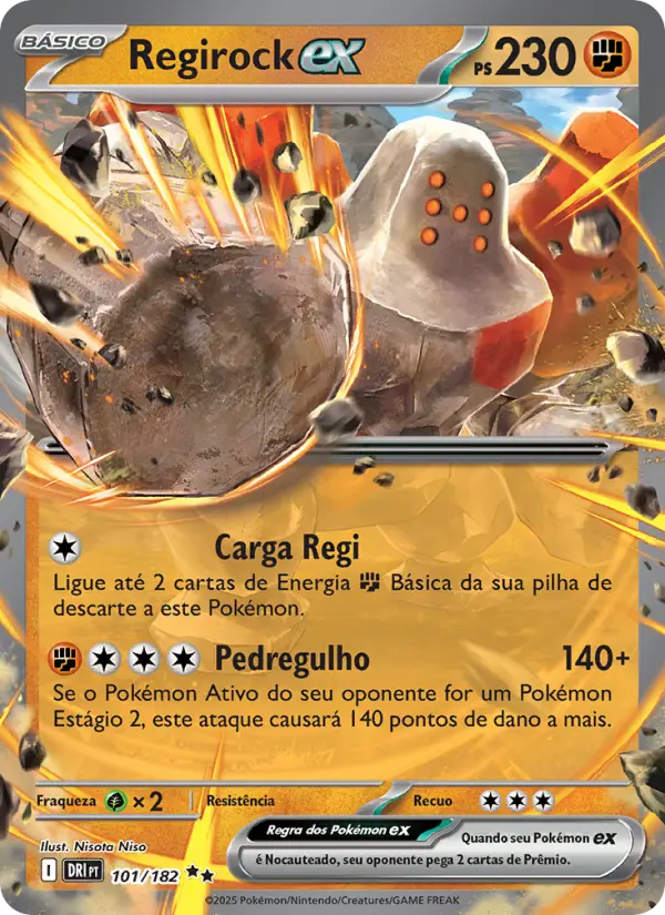 Carta Regirock ex, número 101/182 da coleção Rivais Predestinados