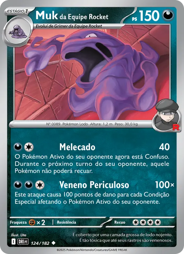 Carta Muk da Equipe Rocket, número 124/182 da coleção Rivais Predestinados
