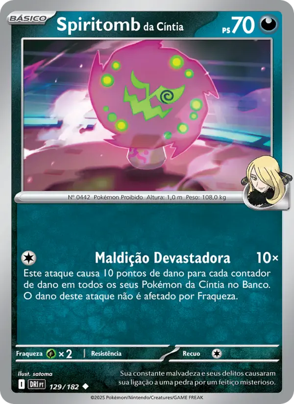 Carta Spiritomb da Cíntia, número 129/182 da coleção Rivais Predestinados