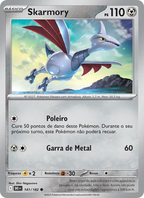 Carta Skarmory, número 141/182 da coleção Rivais Predestinados