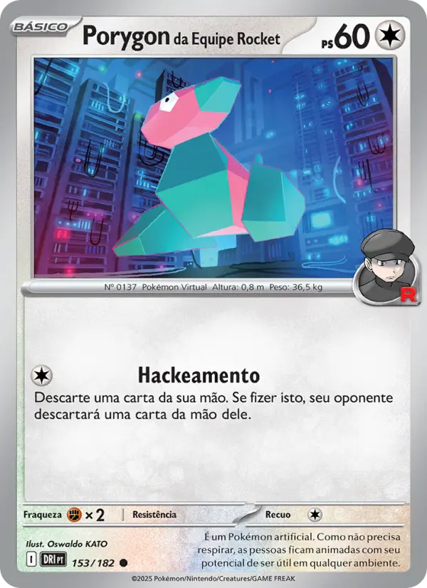 Carta Porygon da Equipe Rocket, número 153/182 da coleção Rivais Predestinados