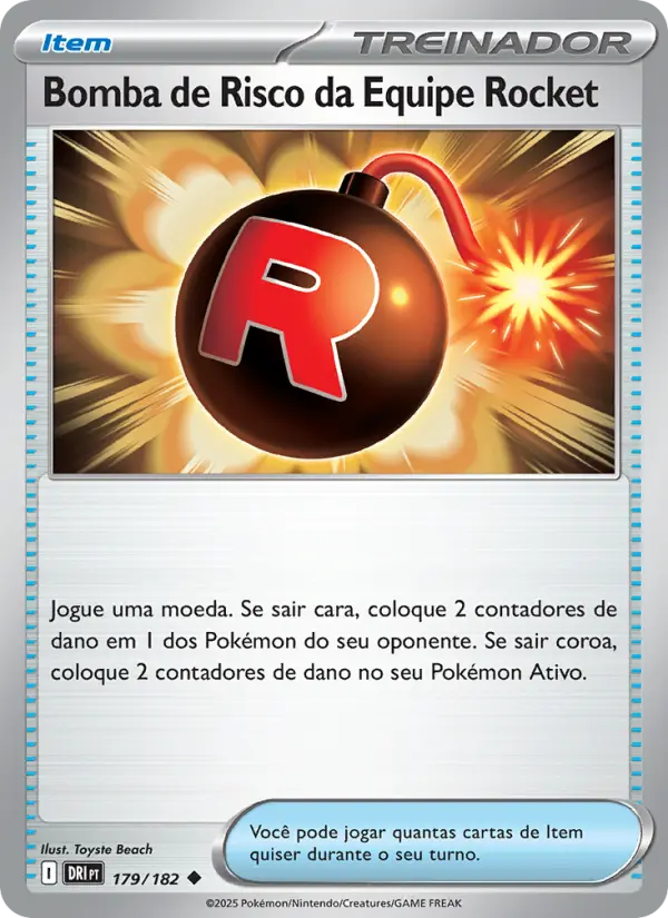 Carta Bomba de Risco da Equipe Rocket, número 179/182 da coleção Rivais Predestinados