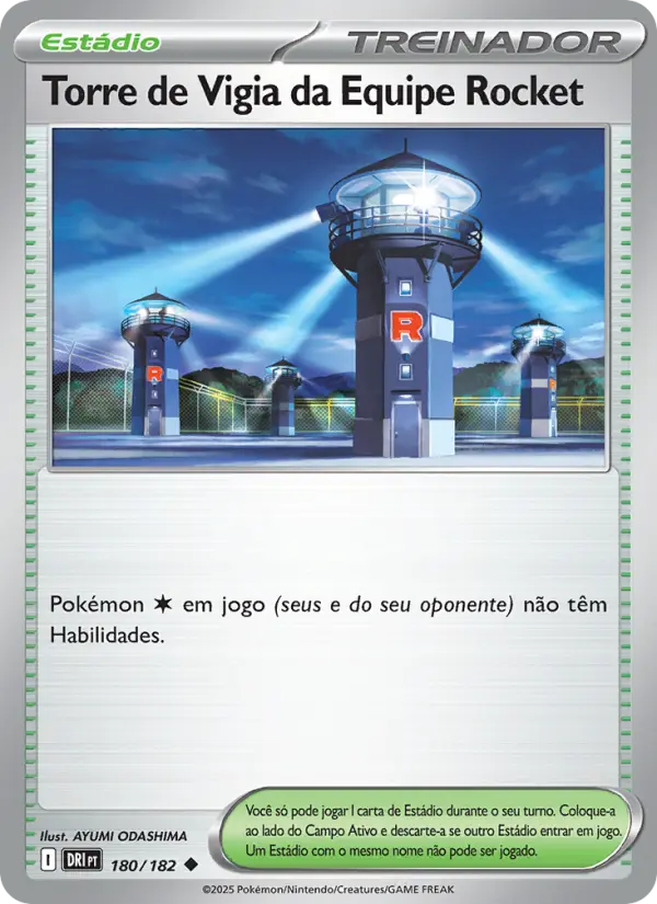 Carta Torre de Vigia da Equipe Rocket, número 180/182 da coleção Rivais Predestinados