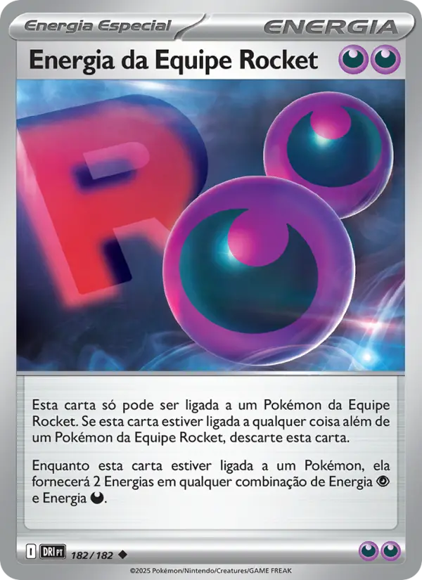 Carta Energia da Equipe Rocket, número 182/182 da coleção Rivais Predestinados