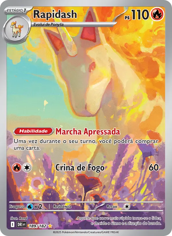 Carta Rapidash, número 189/182 da coleção Rivais Predestinados