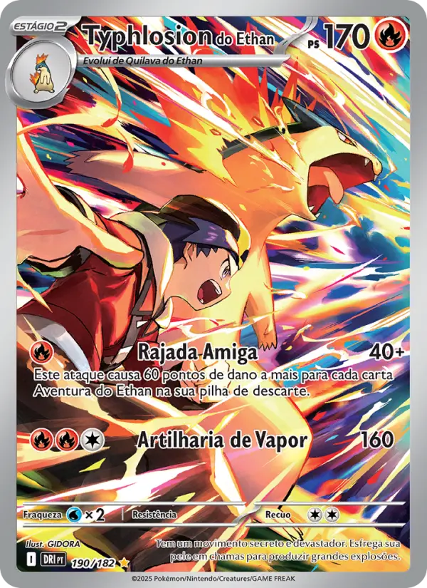 Carta Typhlosion do Ethan, número 190/182 da coleção Rivais Predestinados