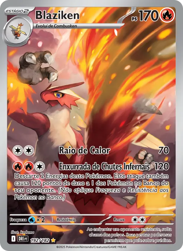 Carta Blaziken, número 192/182 da coleção Rivais Predestinados
