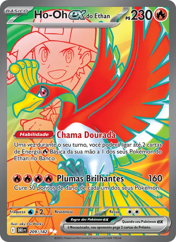 Carta Ho-Oh ex do Ethan, número 209/182 da coleção Rivais Predestinados