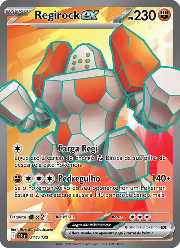 Carta Regirock ex, número 214/182 da coleção Rivais Predestinados