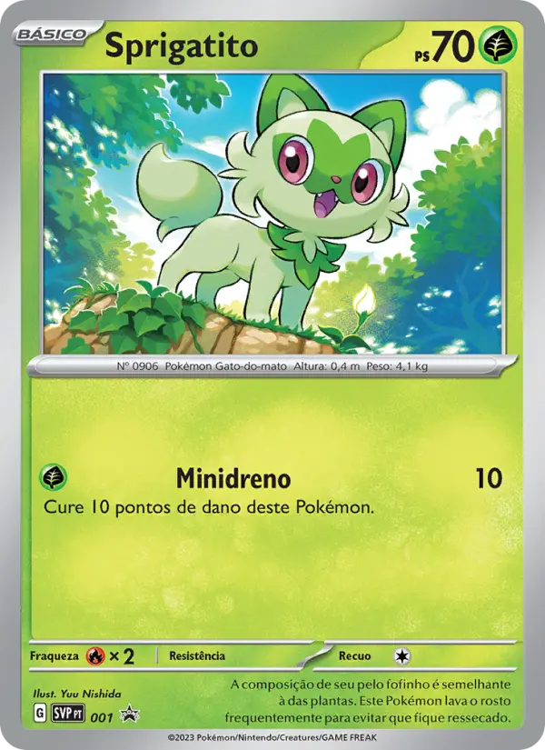 Carta Sprigatito, número 001/225 da coleção SVP Black Star Promos