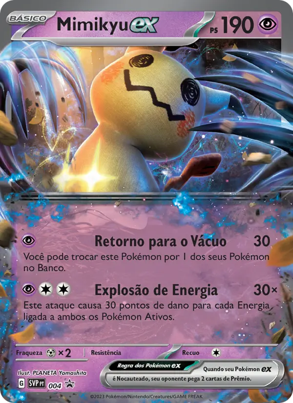 Carta Mimikyu ex, número 004/225 da coleção SVP Black Star Promos
