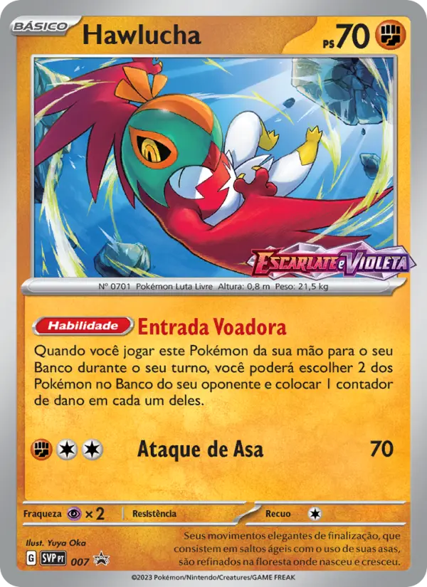 Carta Hawlucha, número 007/225 da coleção SVP Black Star Promos