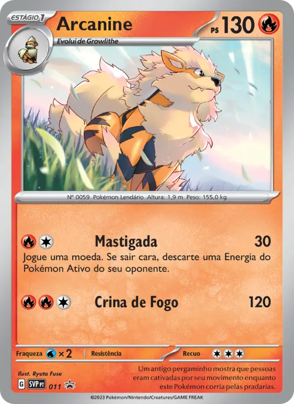 Carta Arcanine, número 011/225 da coleção SVP Black Star Promos