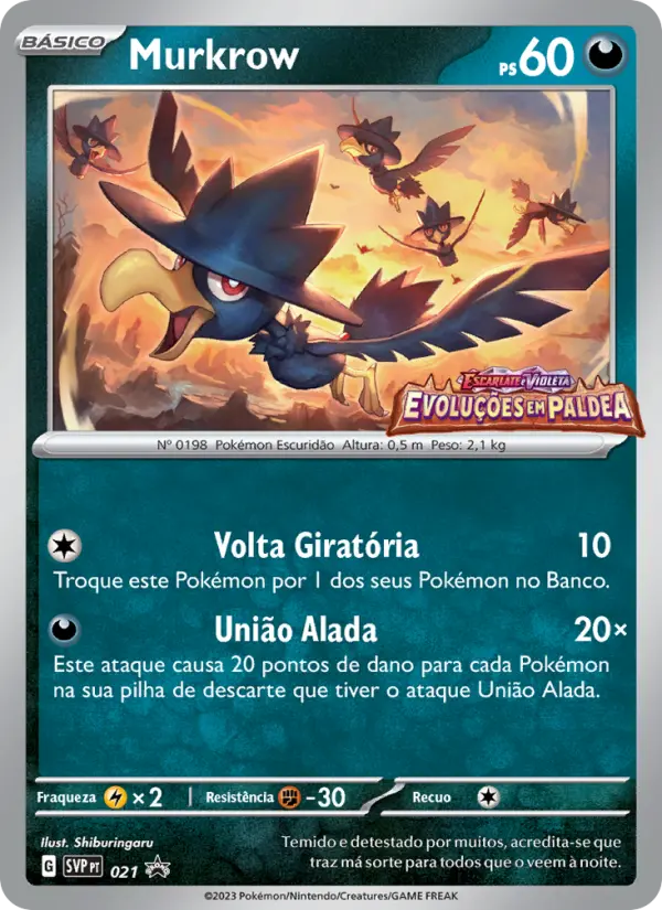Carta Murkrow, número 021/225 da coleção SVP Black Star Promos