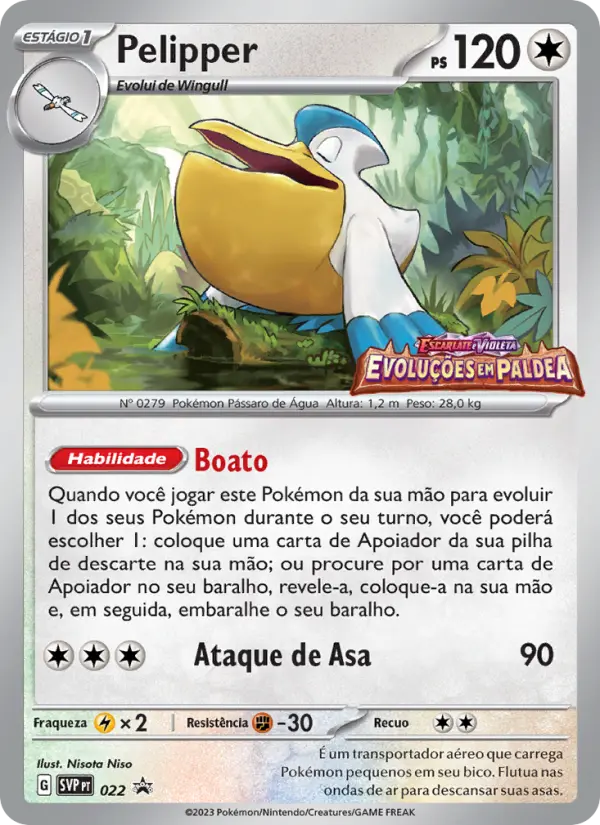 Carta Pelipper, número 022/225 da coleção SVP Black Star Promos