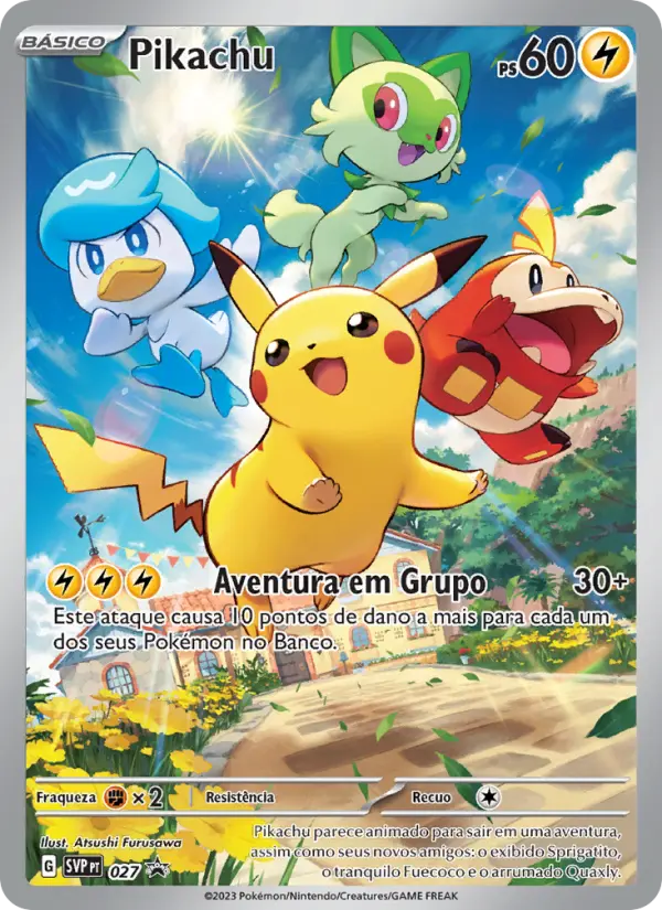 Carta Pikachu, número 027/225 da coleção SVP Black Star Promos