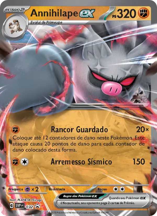 Carta Annihilape ex, número 032/225 da coleção SVP Black Star Promos