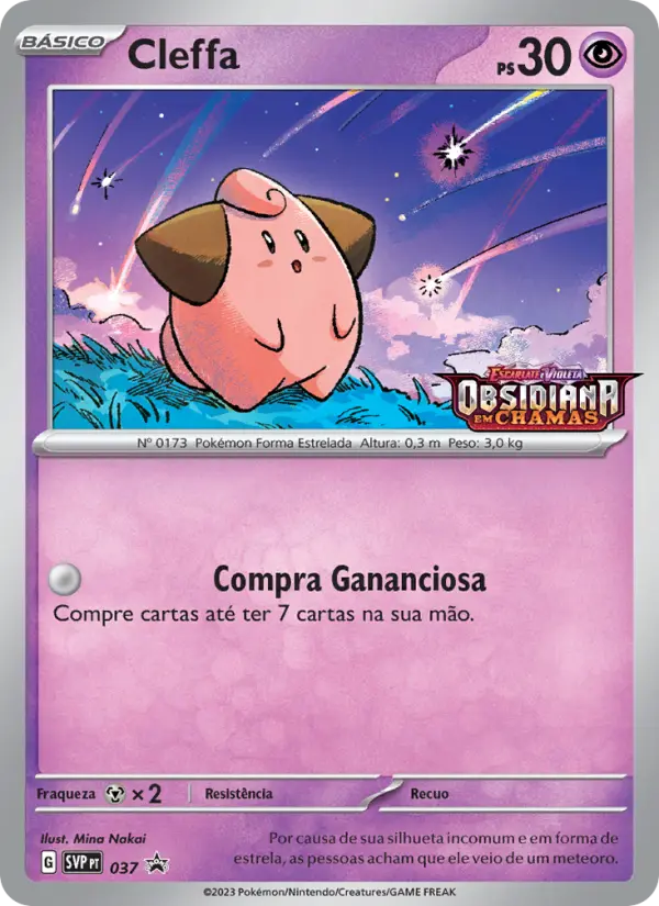 Carta Cleffa, número 037/225 da coleção SVP Black Star Promos