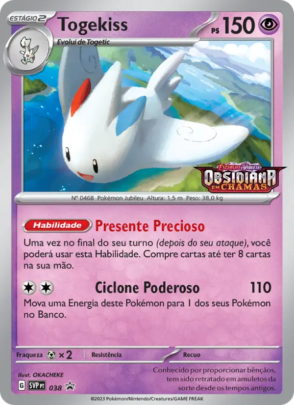 Carta Togekiss, número 038/225 da coleção SVP Black Star Promos