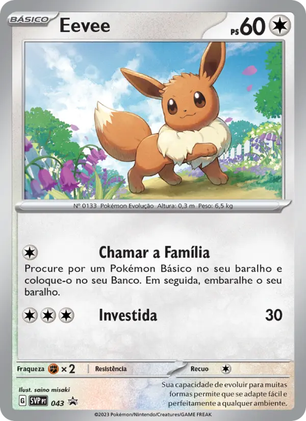 Carta Eevee, número 043/225 da coleção SVP Black Star Promos