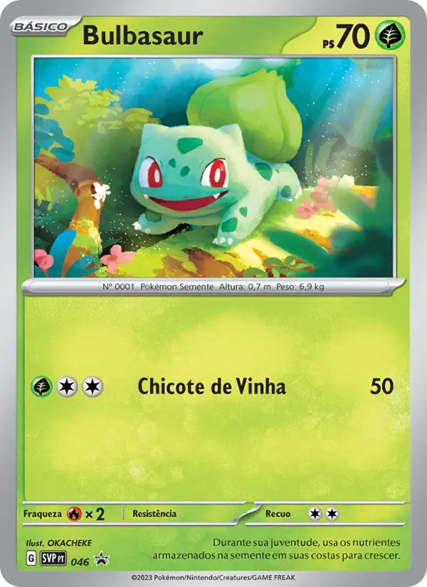 Carta Bulbasaur, número 046/225 da coleção SVP Black Star Promos