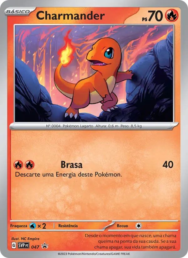 Carta Charmander, número 047/225 da coleção SVP Black Star Promos