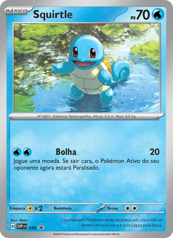 Carta Squirtle, número 048/225 da coleção SVP Black Star Promos