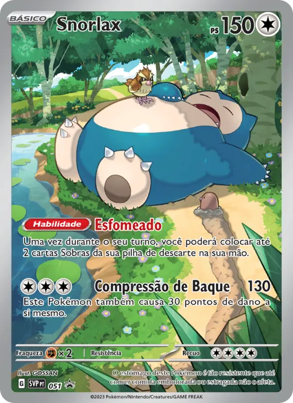 Carta Snorlax, número 051/225 da coleção SVP Black Star Promos