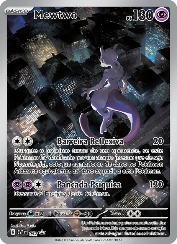 Carta Mewtwo, número 052/225 da coleção SVP Black Star Promos