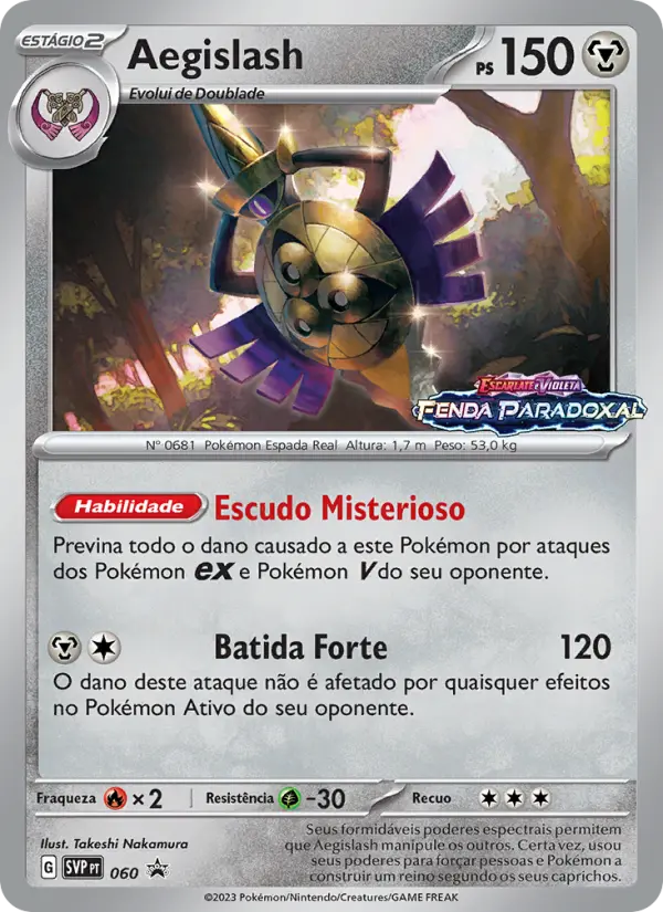 Carta Aegislash, número 060/225 da coleção SVP Black Star Promos