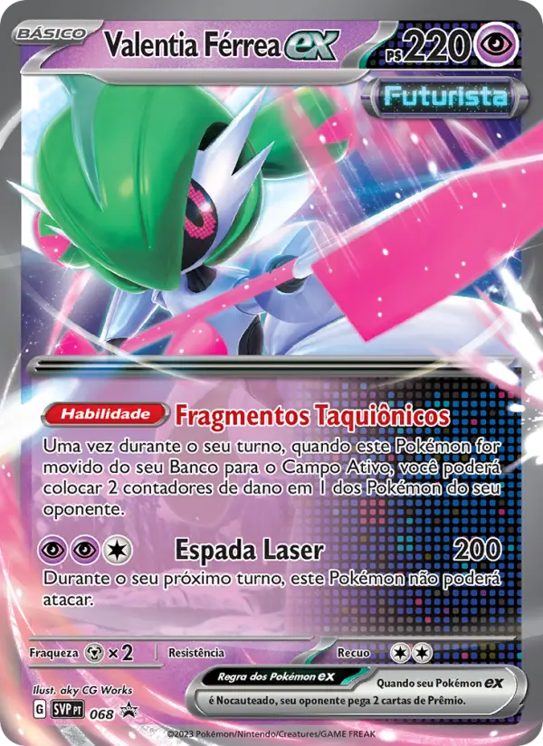 Carta Valentia Férrea ex, número 068/225 da coleção SVP Black Star Promos