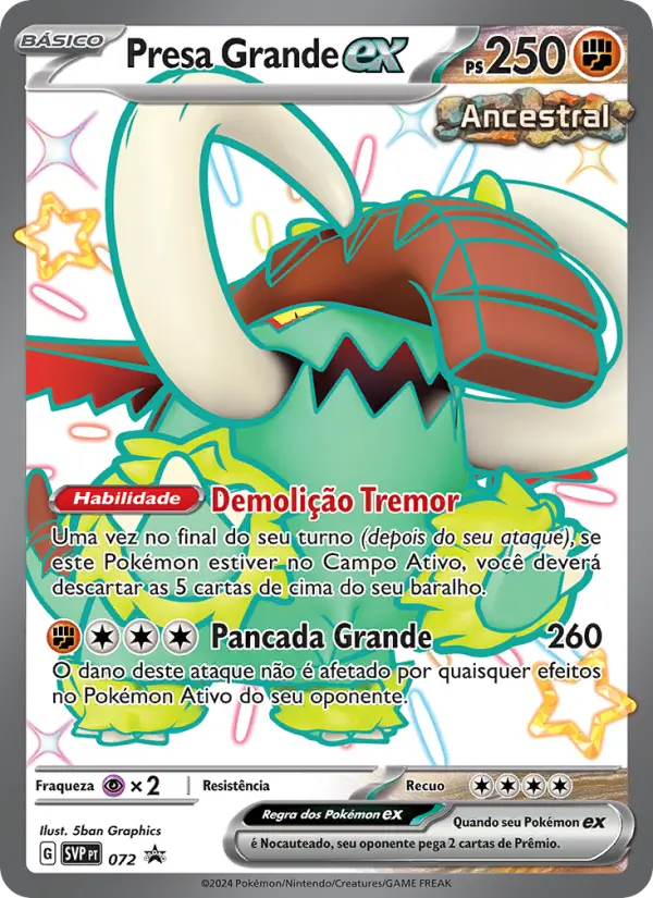 Carta Presa Grande ex, número 072/225 da coleção SVP Black Star Promos
