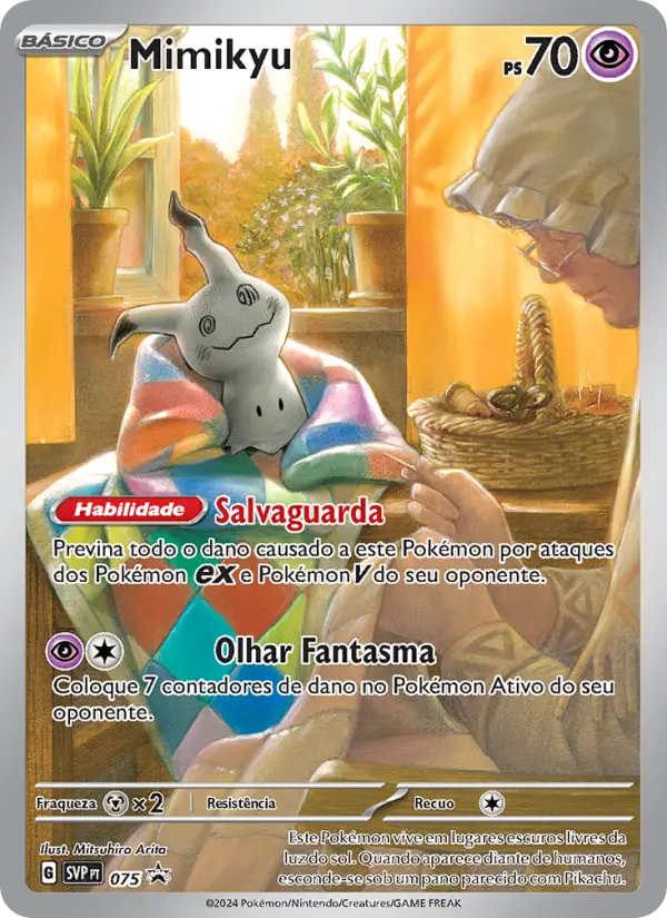 Carta Mimikyu, número 075/225 da coleção SVP Black Star Promos