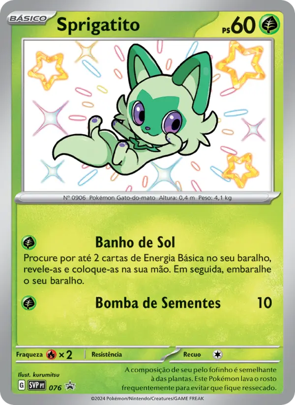 Carta Sprigatito, número 076/225 da coleção SVP Black Star Promos
