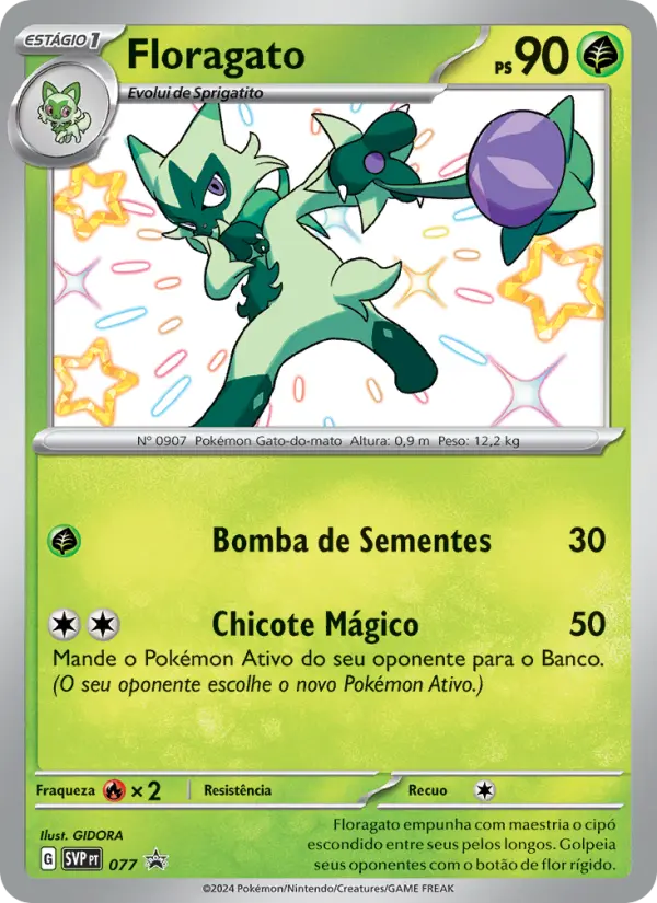 Carta Floragato, número 077/225 da coleção SVP Black Star Promos