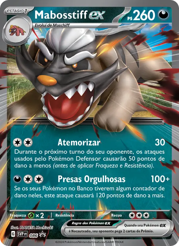 Carta Mabosstiff ex, número 086/225 da coleção SVP Black Star Promos