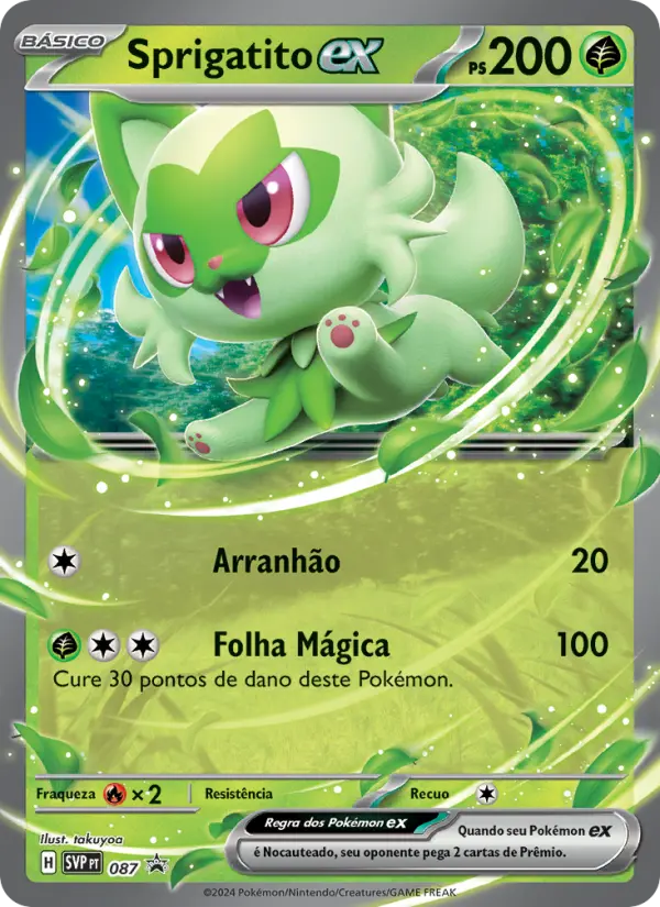 Carta Sprigatito ex, número 087/225 da coleção SVP Black Star Promos
