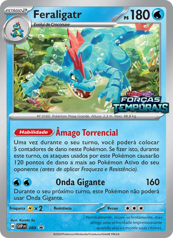 Carta Feraligatr, número 089/225 da coleção SVP Black Star Promos