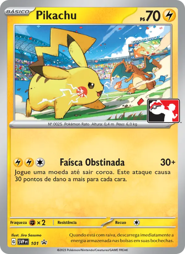 Carta Pikachu, número 101/225 da coleção SVP Black Star Promos