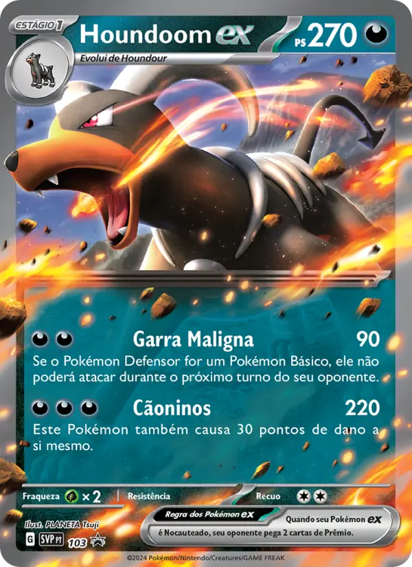 Carta Houndoom ex, número 103/225 da coleção SVP Black Star Promos