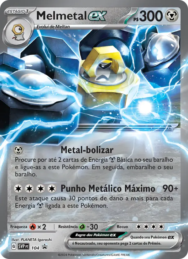 Carta Melmetal ex, número 104/225 da coleção SVP Black Star Promos