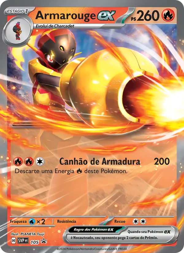Carta Armarouge ex, número 105/225 da coleção SVP Black Star Promos