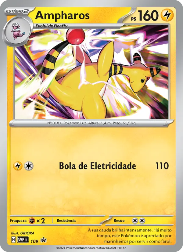 Carta Ampharos, número 109/225 da coleção SVP Black Star Promos