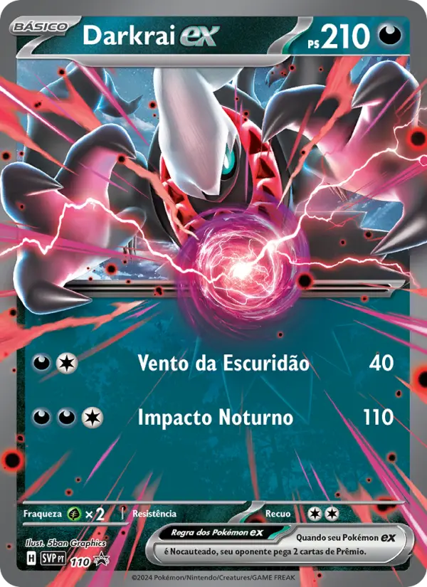 Carta Darkrai ex, número 110/225 da coleção SVP Black Star Promos