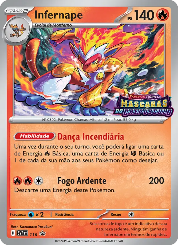 Carta Infernape, número 116/225 da coleção SVP Black Star Promos
