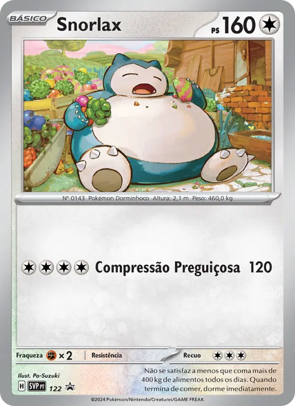 Carta Snorlax, número 122/225 da coleção SVP Black Star Promos