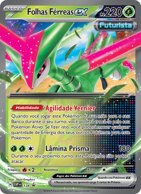 Carta Folhas Férreas ex, número 128/225 da coleção SVP Black Star Promos